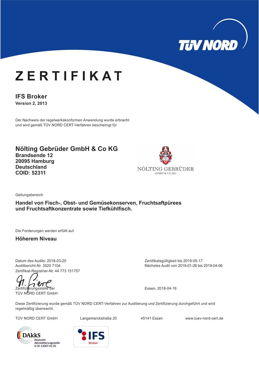 IFS Broker Zertifikat